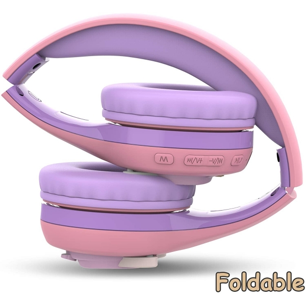 Riwbox CB-7S ocuk in Katlanabilir Kulak st Kulaklk-Purple-Pink
