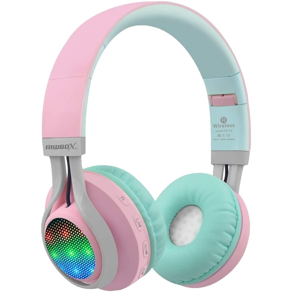 Riwbox WT-7S Katlanabilir Bluetooth Kulak st Kulaklk-Pink Green