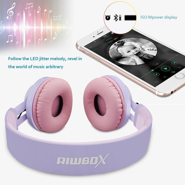 Riwbox WT-7S Katlanabilir Bluetooth Kulak Üstü Kulaklık-Purple