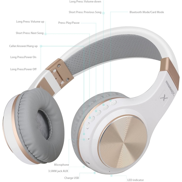 Riwbox XBT-80 Stereo Kablosuz Bluetooth Kulaklk-Gold