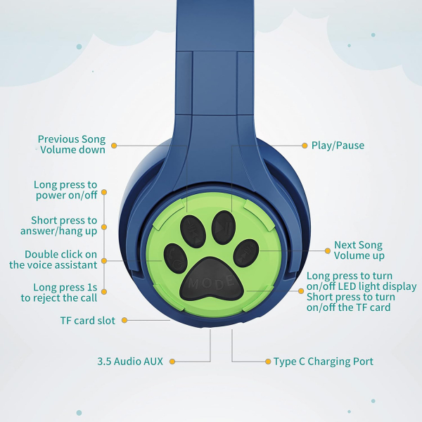 Riwbox CF9 ocuk in Bluetooth Kulaklk-Blue