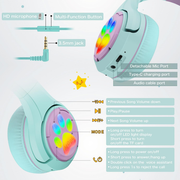 Riwbox CF9 ocuk in Bluetooth Kulaklk-Green