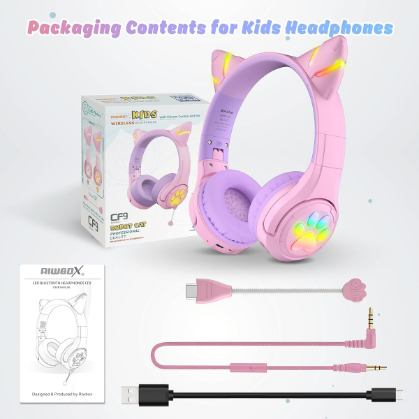 Riwbox CF9 ocuk in Bluetooth Kulaklk-Purple