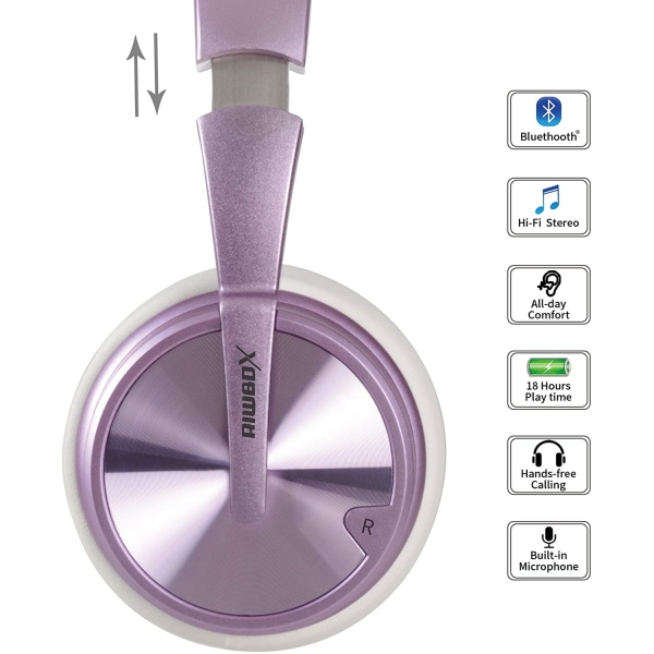 Riwbox XBT-90 Bluetooth Kulak st Kulaklk-Purple