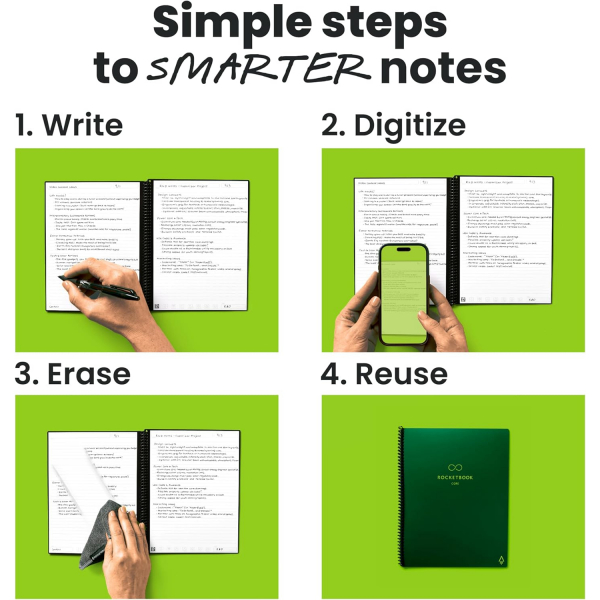 Rocketbook Core Ak�ll� Spiral Defter (Executive)-Green
