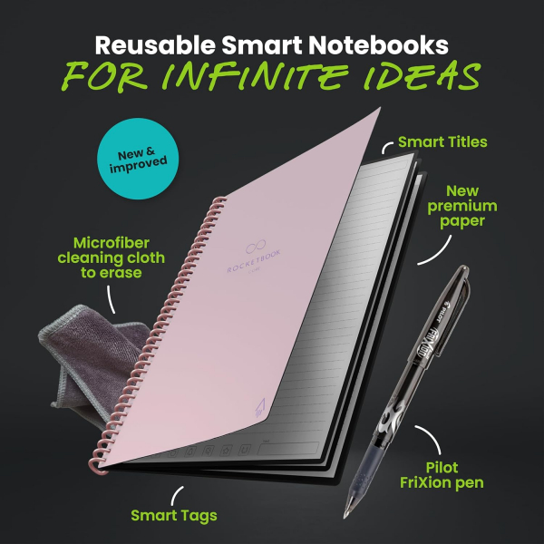 Rocketbook Core Ak�ll� Spiral Defter (Executive)-Pink