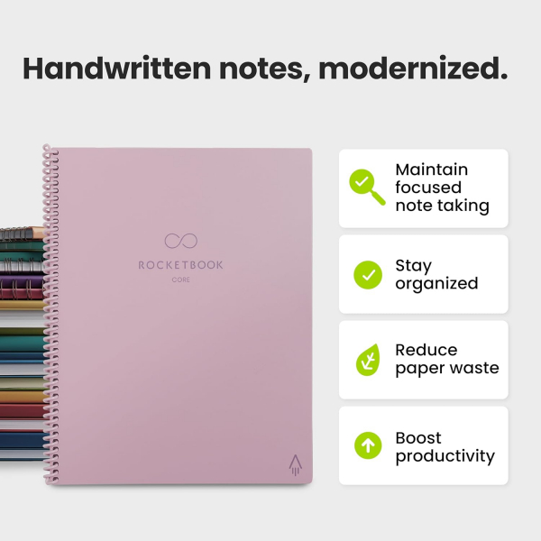 Rocketbook Core Akll Spiral Defter (Letter)-Pink 