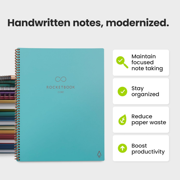 Rocketbook Core Akll Spiral Defter (Letter)-Teal