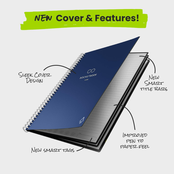 Rocketbook Core Akll Spiral Defter (Letter)-Navy Blue