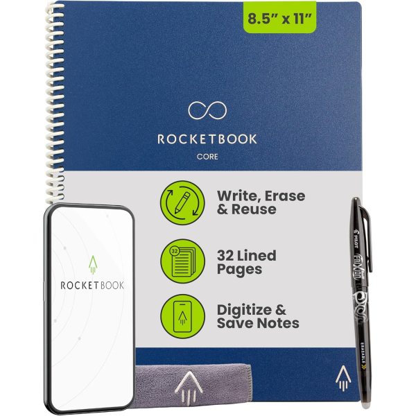 Rocketbook Core Akll Spiral Defter (Letter)-Navy Blue