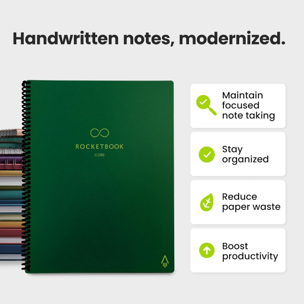 Rocketbook Core Akll Spiral Defter (Letter)-Green