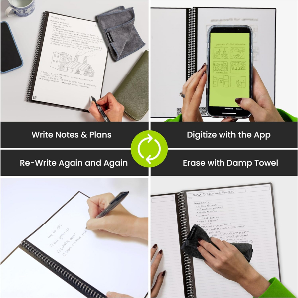 Rocketbook Core Akll Spiral Defter (Letter)-Green