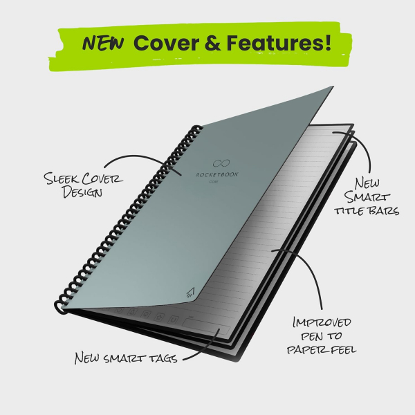 Rocketbook Core Akll Spiral Defter (Letter)-Gray