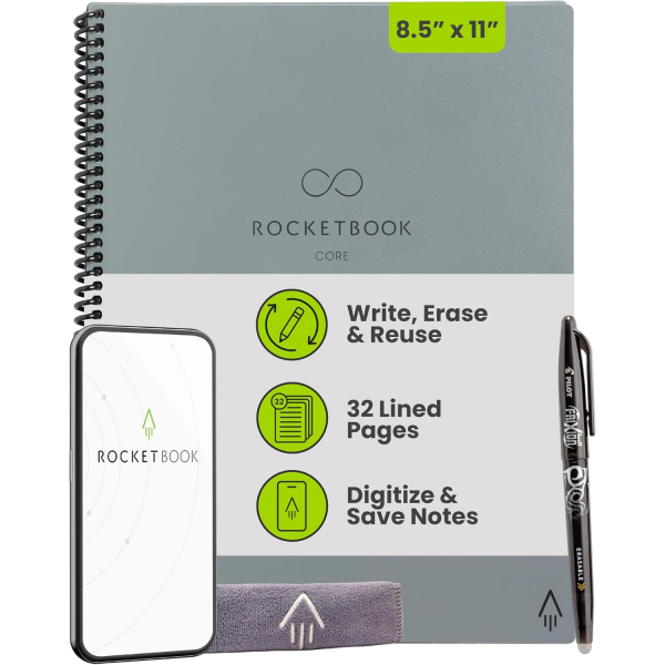 Rocketbook Core Akll Spiral Defter (Letter)-Gray