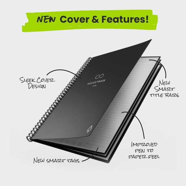 Rocketbook Core Akll Spiral Defter (Letter)-Black 