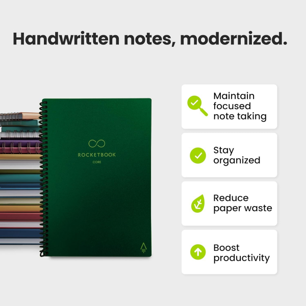 Rocketbook Core Akll Spiral Defter (Executive)-Green