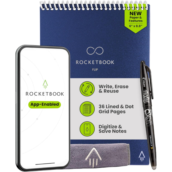 Rocketbook Flip Ak�ll� Spiral Defter(Premium Executive)-Navy Blue