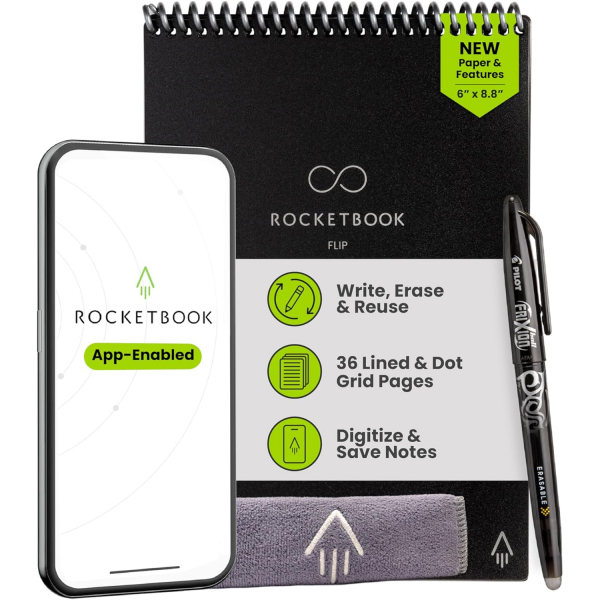 Rocketbook Flip Ak�ll� Spiral Defter(Premium Executive)-Black