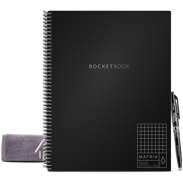Rocketbook Matrix Akll Tekrar Kullanlabilir Defter (Letter)-Black