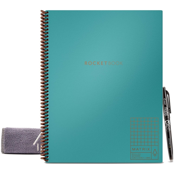 Rocketbook Matrix Akll Tekrar Kullanlabilir Defter (Letter)-Light Blue