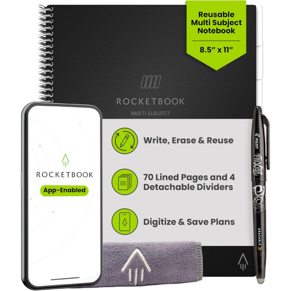 Rocketbook Multi-Subject Ak�ll� Spiral Defter (Letter)-Black