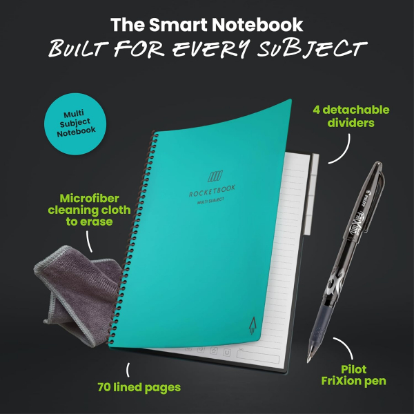 Rocketbook Multi-Subject Ak�ll� Spiral Defter (Letter)-Teal
