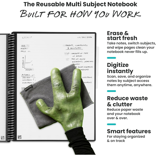 Rocketbook Multi-Subject Ak�ll� Spiral Defter (Letter)-Teal