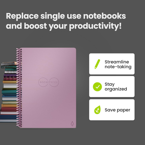 Rocketbook Tekrar Kullan�labilir Telli Defter (Executive)-Pink