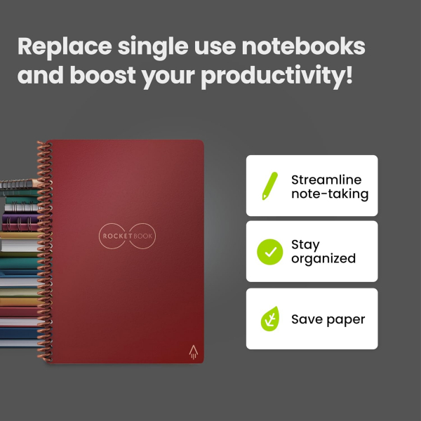Rocketbook Tekrar Kullan�labilir Telli Defter (Executive)-Maroon