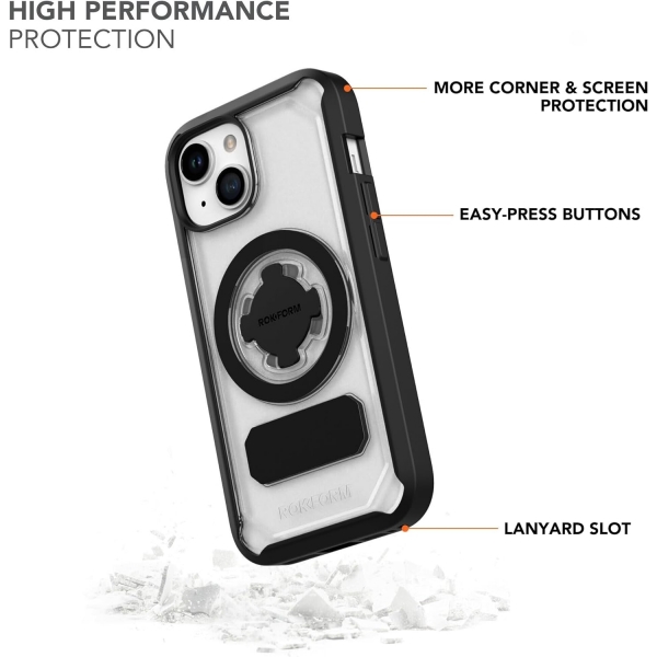 Rokform Rugged Serisi iPhone 15 Manyetik Klf (MIL-STD-810G)-Clear