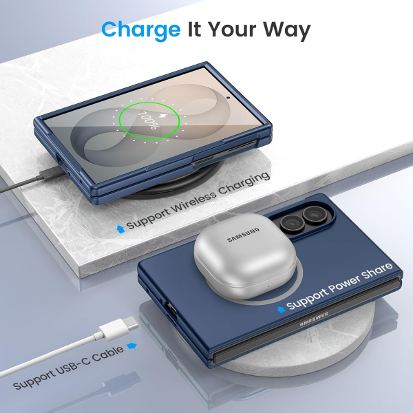 Ruky Galaxy Z Fold 8 MagSafe Ekran Koruyuculu K�l�f-Blue