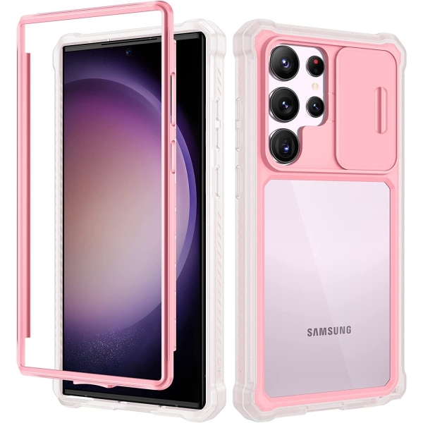 Ruky Samsung Galaxy S23 Ultra Tam Korumal Klf -Pink