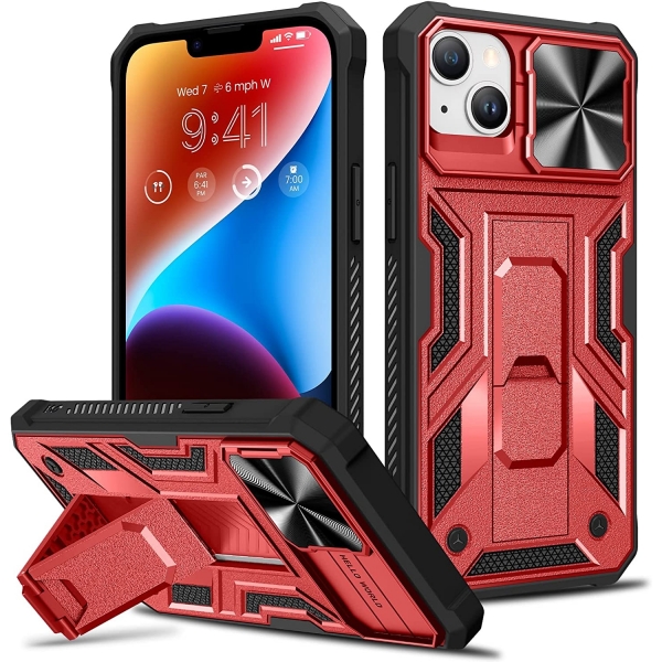 Ruky iPhone 14 Plus KickStandl Klf (MIL-STD-810G) -Red