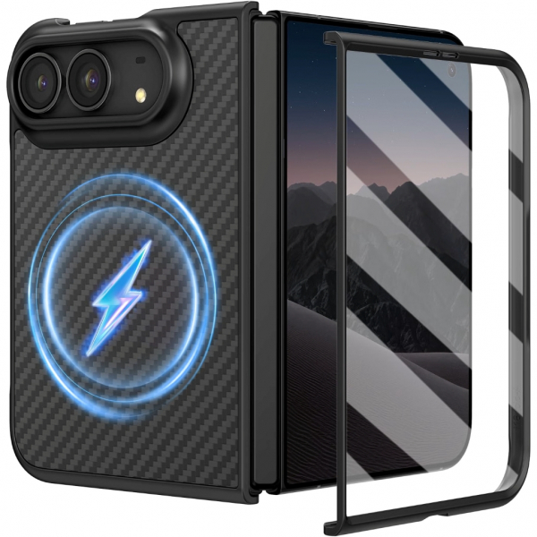 Ruky iPhone Duo Manyetik Ekran Koruyuculu K�l�f-Carbon Fiber