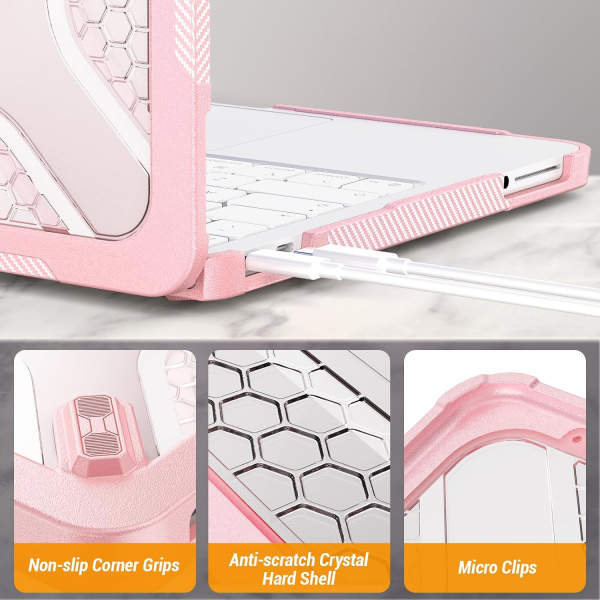 SEYMAC Katlanabilir Standl� MacBook Neo K�l�f� (13 �n�)-Pink