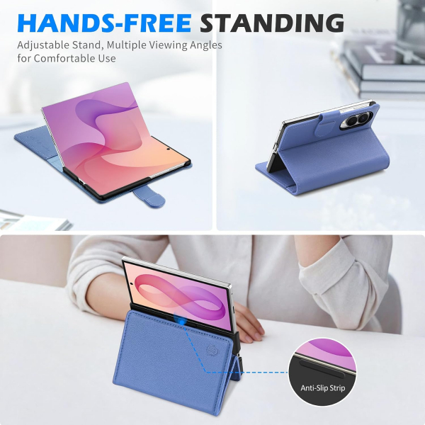 SHIELDON Galaxy Z Fold 8 Deri C�zdanl� K�l�f-Wisteria Purple