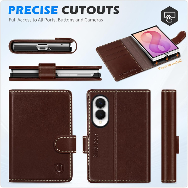 SHIELDON Galaxy Z Fold 8 Deri C�zdanl� K�l�f-Retro Coffee