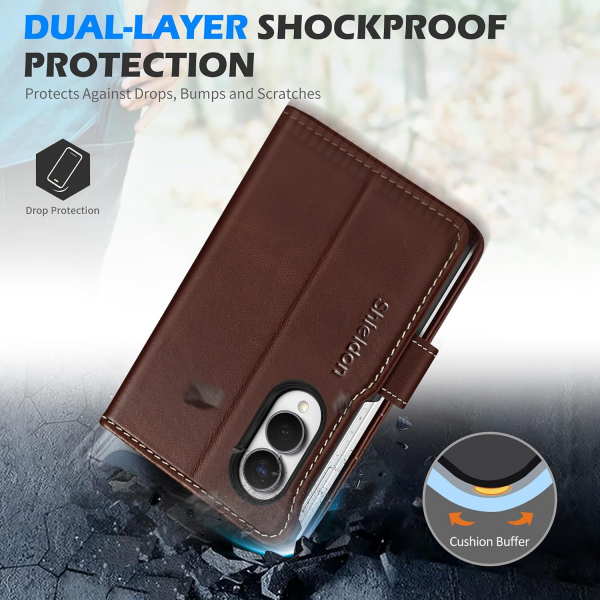 SHIELDON Galaxy Z Fold 8 Deri C�zdanl� K�l�f-Retro Coffee