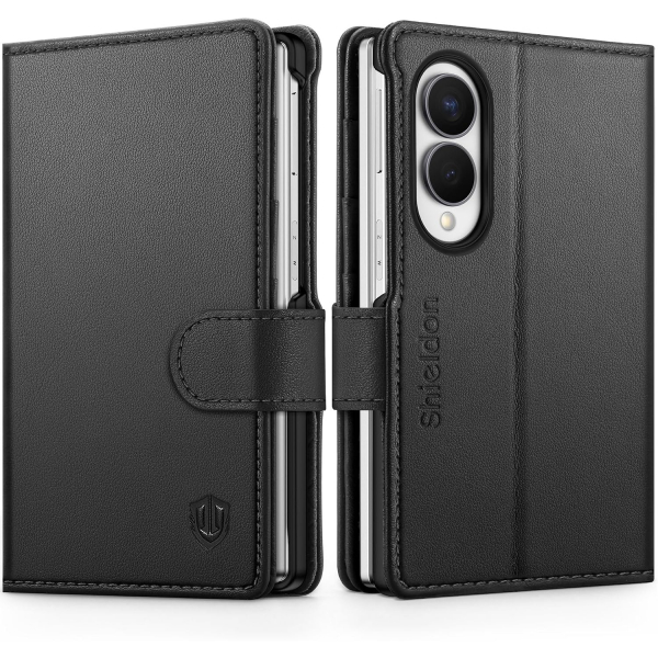 SHIELDON Galaxy Z Fold 8 Deri C�zdanl� K�l�f-Black