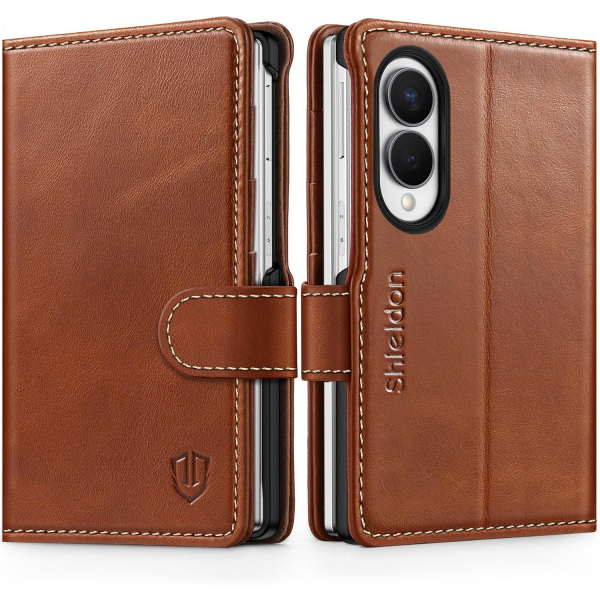 SHIELDON Galaxy Z Fold 8 Deri C�zdanl� K�l�f-Retro Brown