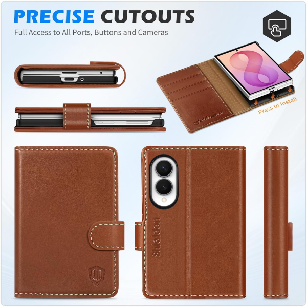 SHIELDON Galaxy Z Fold 8 Deri C�zdanl� K�l�f-Retro Brown