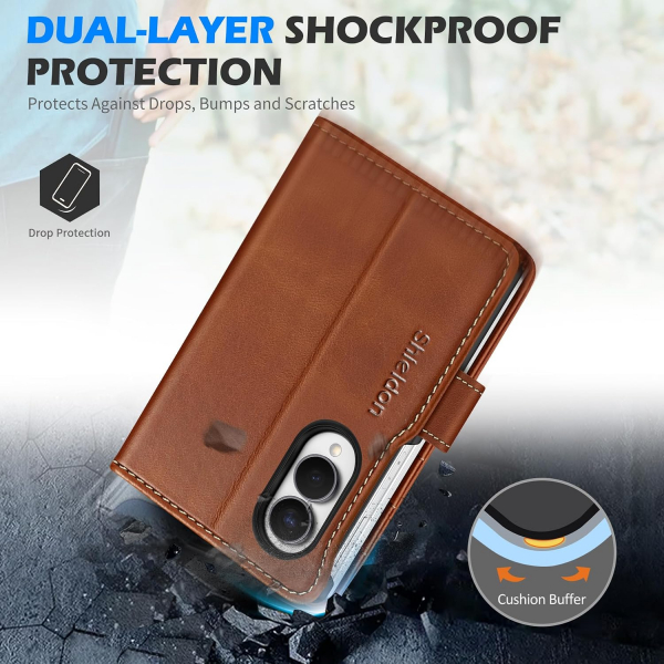 SHIELDON Galaxy Z Fold 8 Deri C�zdanl� K�l�f-Retro Brown