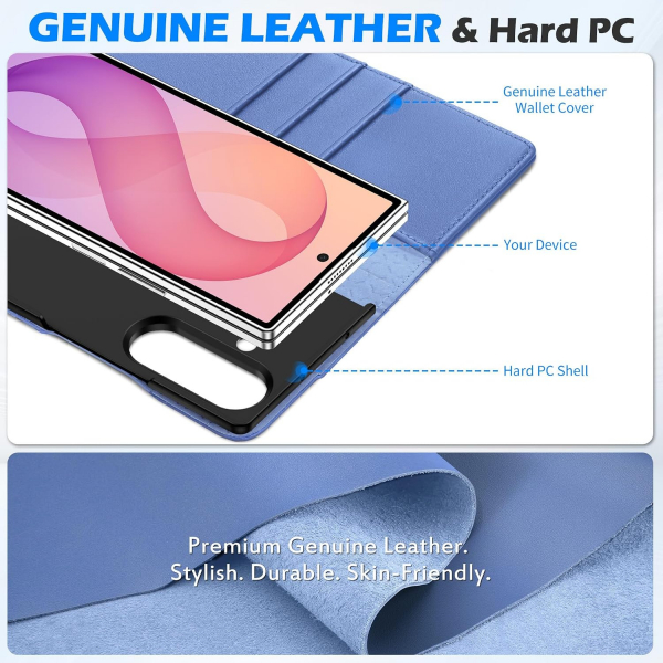 SHIELDON Galaxy Z Fold 8 Ultra Deri C�zdanl� K�l�f-Wisteria Purple