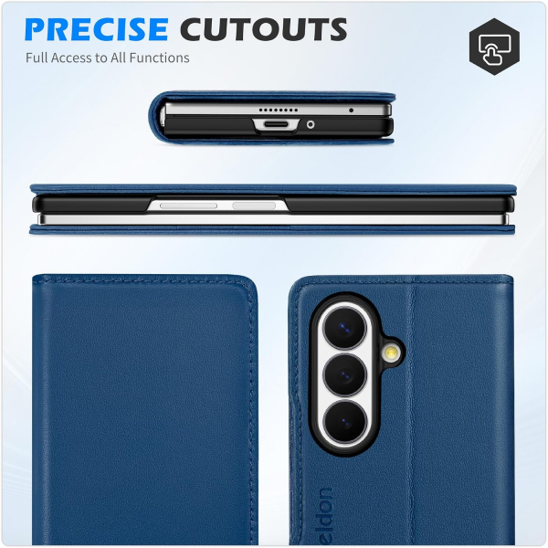 SHIELDON Galaxy Z Fold 8 Ultra Deri C�zdanl� K�l�f-Royal Blue