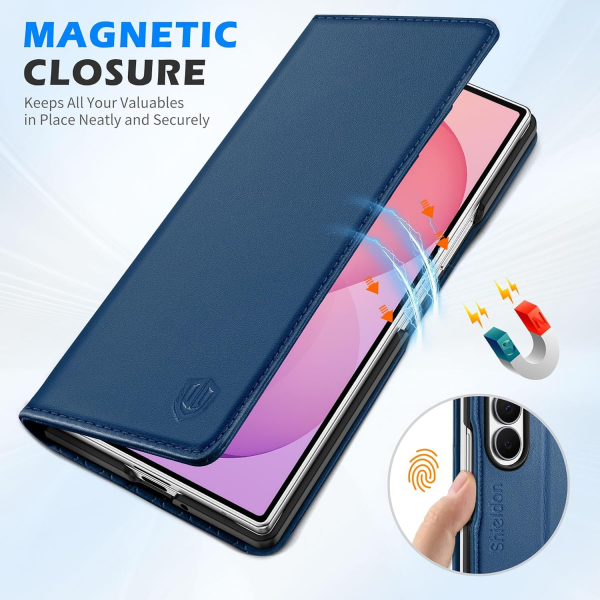 SHIELDON Galaxy Z Fold 8 Ultra Deri C�zdanl� K�l�f-Royal Blue