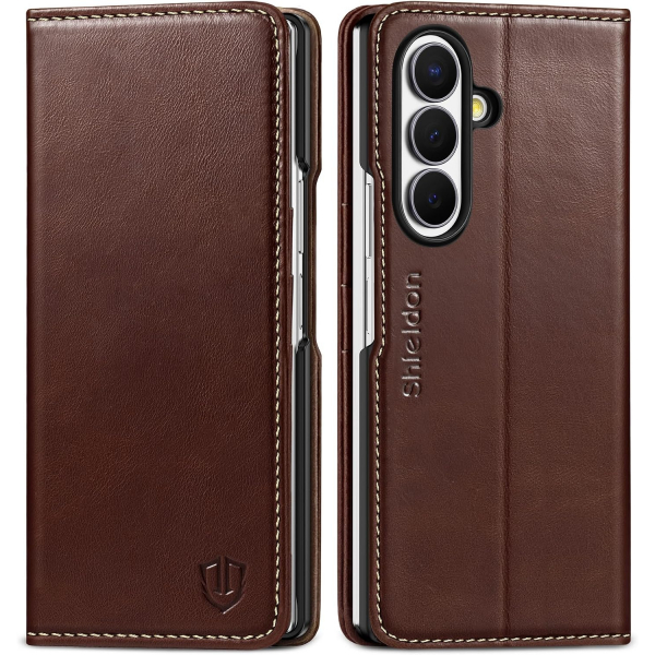 SHIELDON Galaxy Z Fold 8 Ultra Deri C�zdanl� K�l�f-Retro Coffee