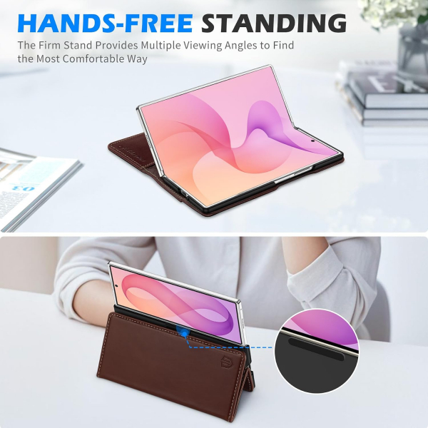 SHIELDON Galaxy Z Fold 8 Ultra Deri C�zdanl� K�l�f-Retro Coffee