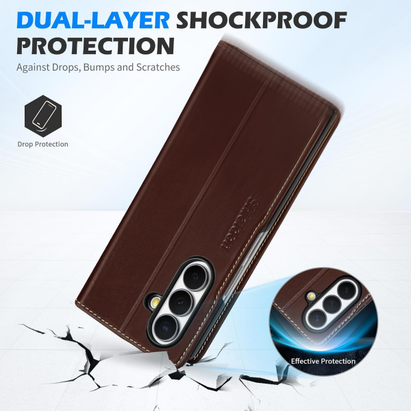 SHIELDON Galaxy Z Fold 8 Ultra Deri C�zdanl� K�l�f-Retro Coffee