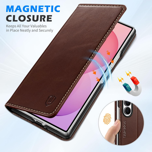 SHIELDON Galaxy Z Fold 8 Ultra Deri C�zdanl� K�l�f-Retro Coffee