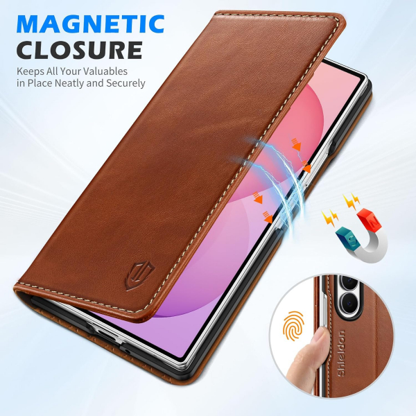 SHIELDON Galaxy Z Fold 8 Ultra Deri C�zdanl� K�l�f-Retro Brown